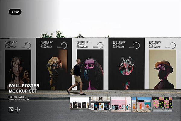 街道砖墙广告艺术海报样机集PSD贴图样机ps样机素材