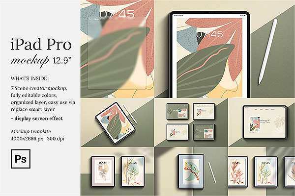 苹果iPad Pro平板电脑套件样机 PSD贴图样机ps样机素材