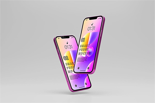 时尚iPhone 13 APP UI样机展示mockups模型PSD贴图样机PS样机素材