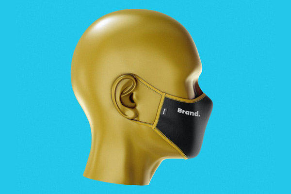 防护防尘口罩模特mockup智能贴图样机素材ps模板展示效果