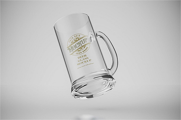透明啤酒杯品牌Logo样机展示PSD贴图样机ps样机素材
