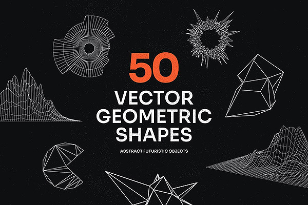 50个抽象几何矢量图形素材包-AI, EPS, JPG, PNG下载