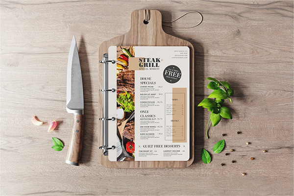 厨房餐厅菜单展示样机PSD贴图样机ps样机素材