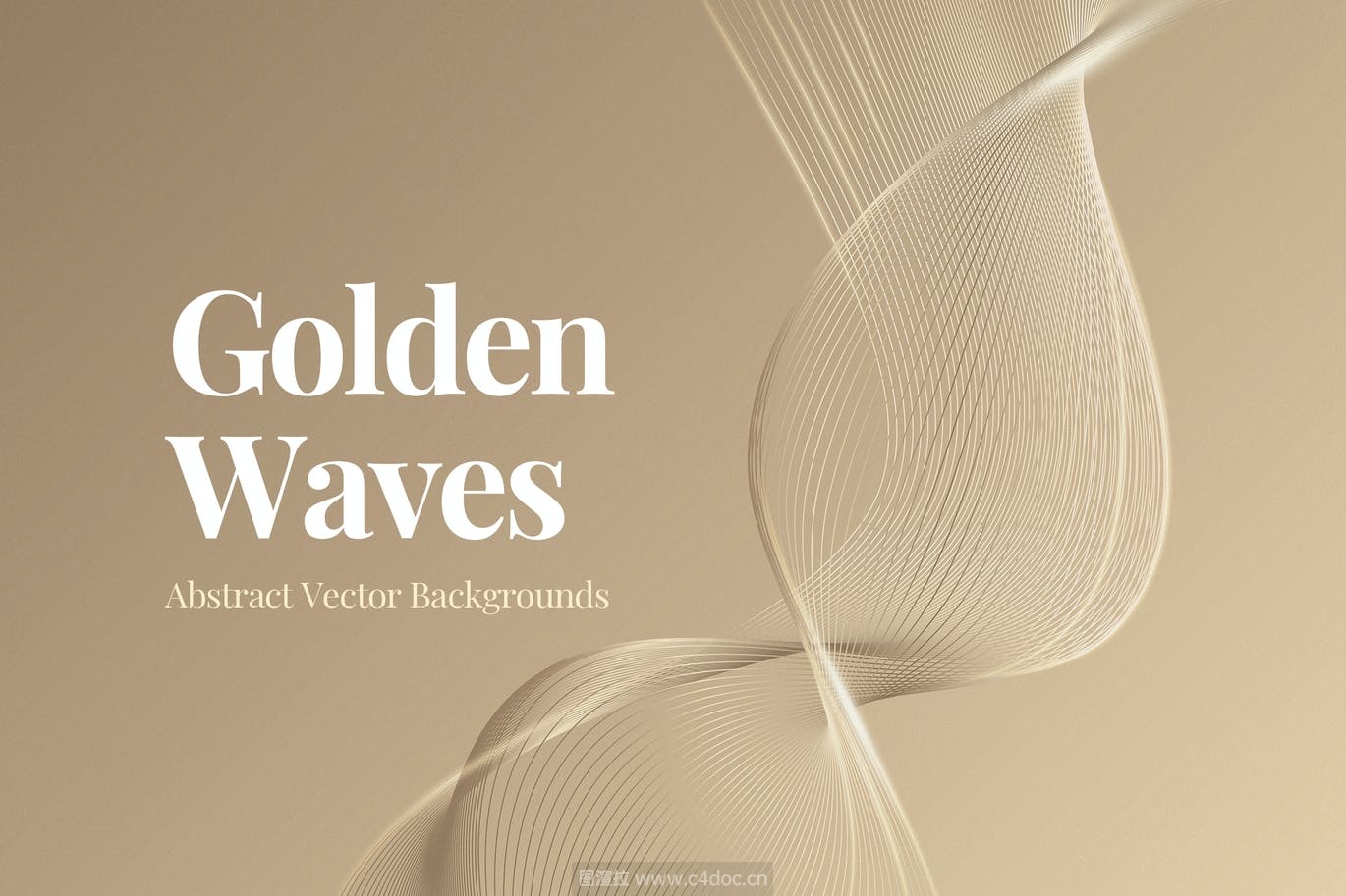 10款优雅金色曲线波浪背景素材-AI，JPG，PNG