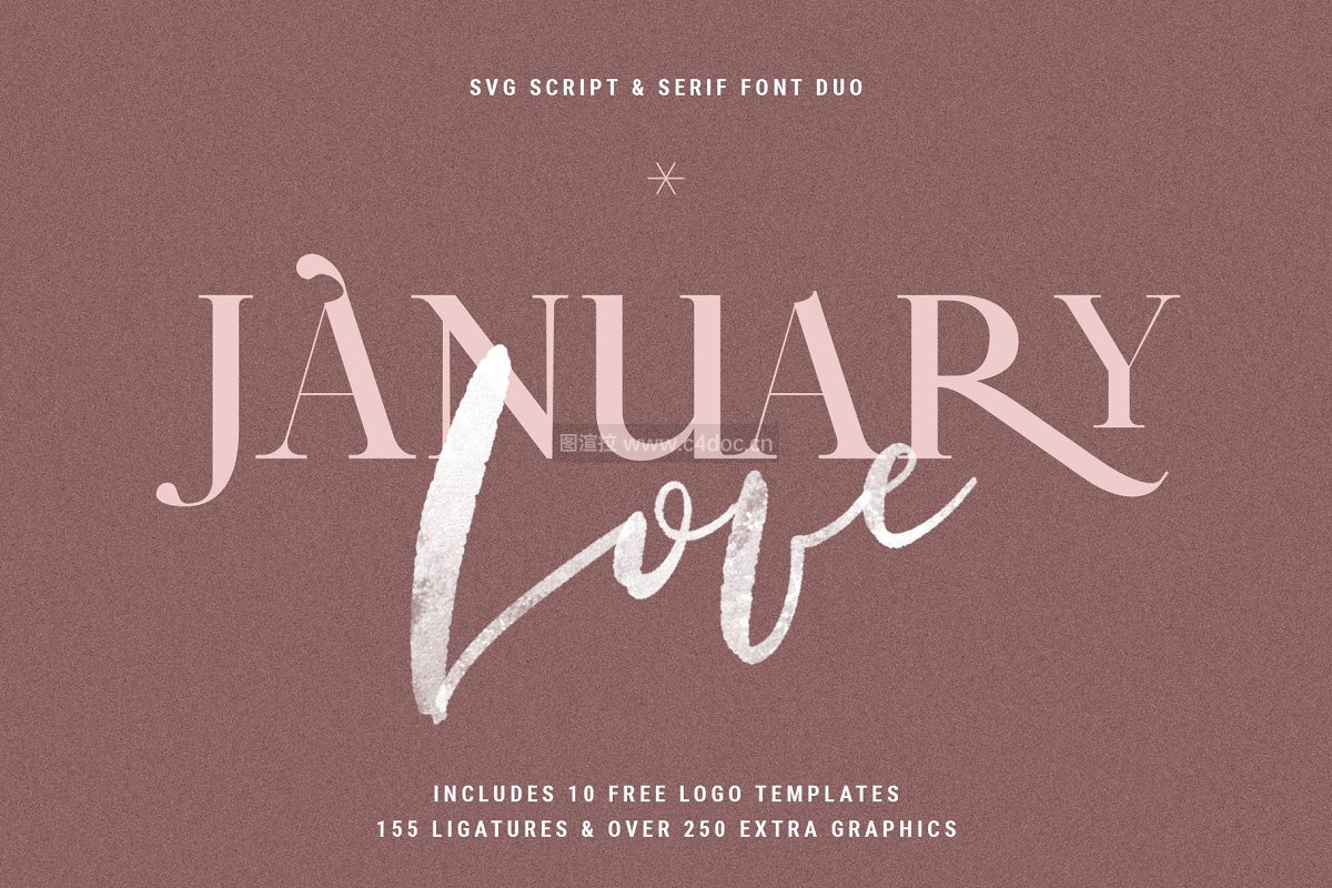 January Love Font -轻笔触时尚英文衬线字体PSD,AI,PNG,JPG,EPS,OTF下载