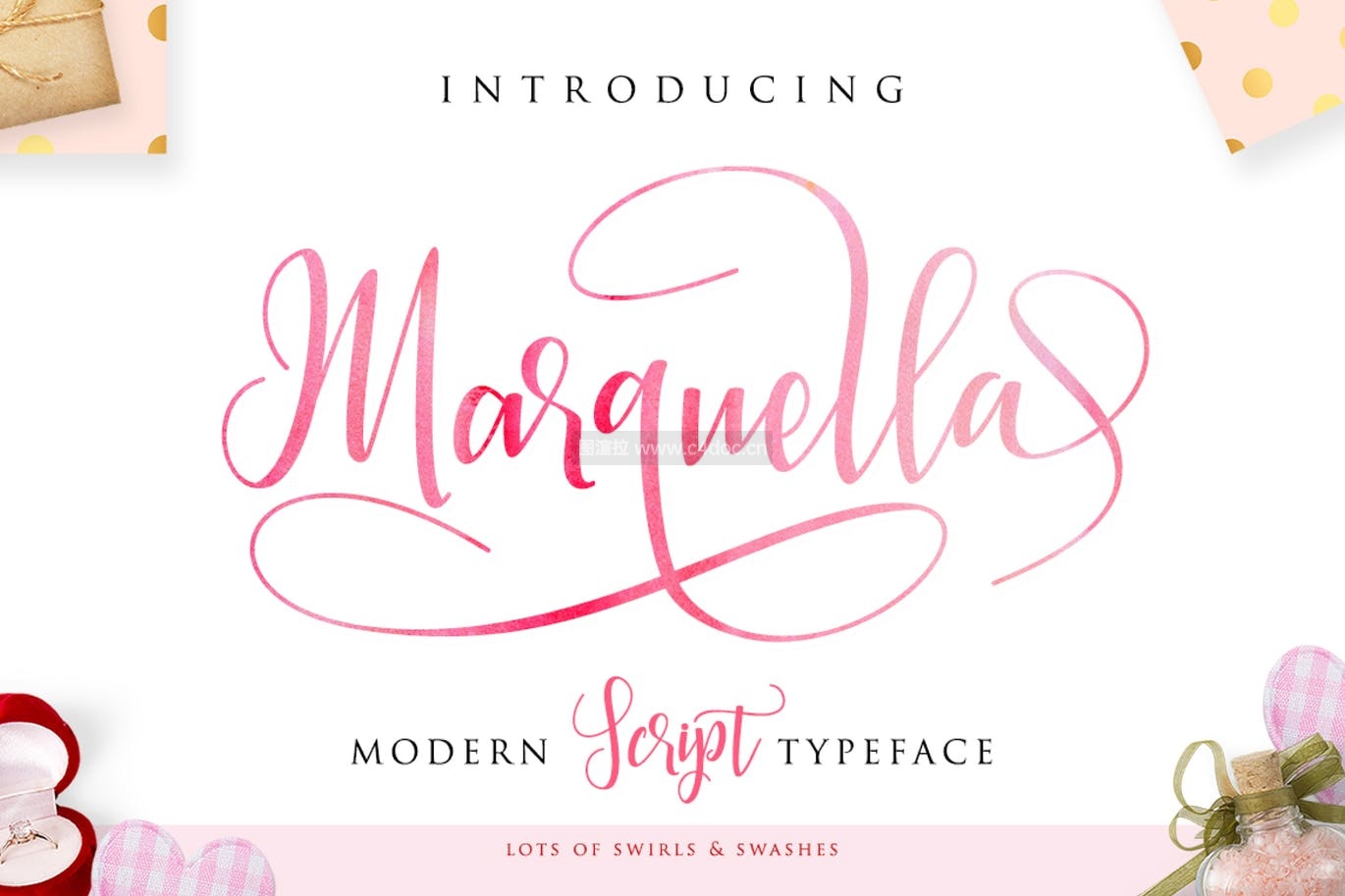 现代优美字形曲线- Marquella Script衬线英文字体