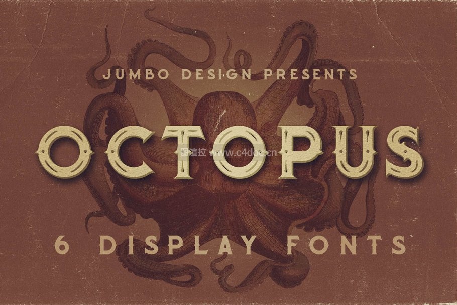经典复古时尚字体 Octopus 6 Vintage Style Fonts