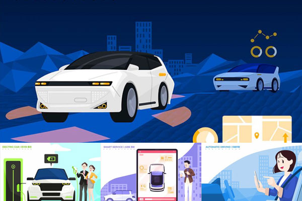 7款新能源电动汽车插画AI素材下载