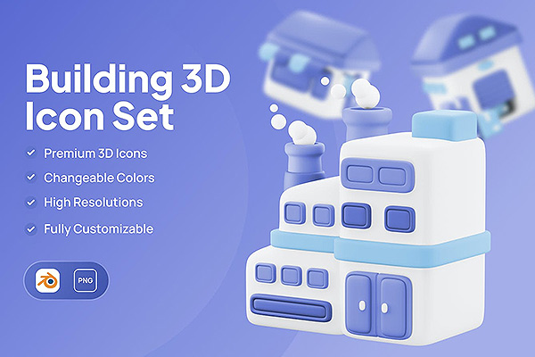 3D建筑3D卡通小房子png,Blend下载