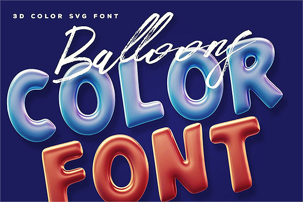 Balloons Color Font逼真彩色气球字体膨胀质感英文字体设计OTF格式下载