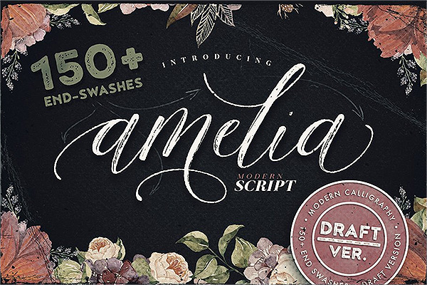 Amelia Script-Draft version 时尚手写字体OTF,TTF格式下载