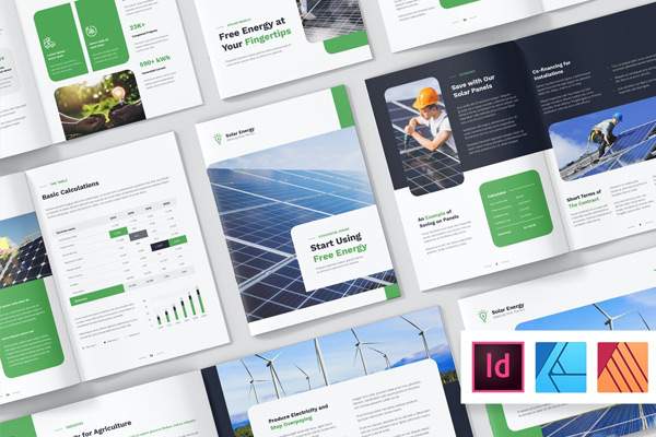 科技企业太阳能公司画册宣传册杂志设计模板