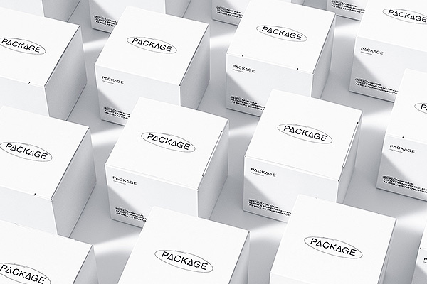 方形产品包装纸盒样机PSD模板 Isometric Packages Grid Mockup