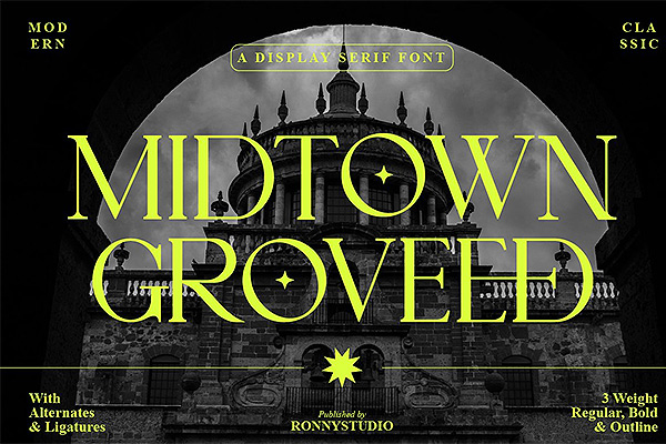 Midtown Groveed-优雅的经典海报标题字衬线字体OTF,TTF,woff格式下载