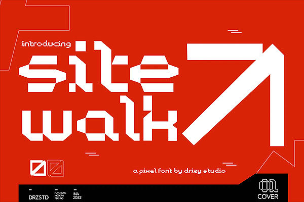 Sitewalk –未来科幻赛博朋克机械像素风排版标题无衬线英文字体OTF格式下载
