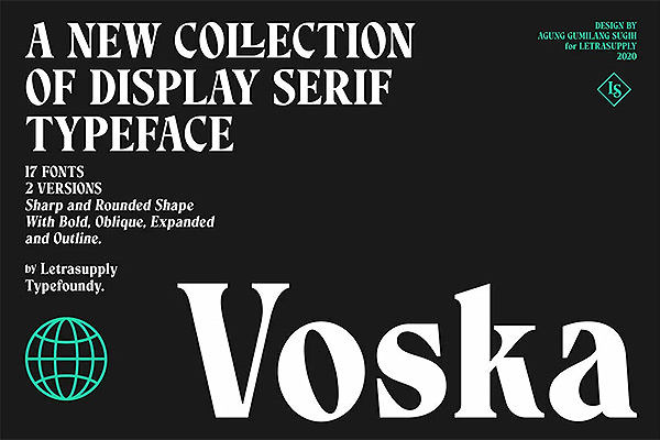 Voska -经典优雅品牌推广海报印刷标题衬线字体OTF格式下载