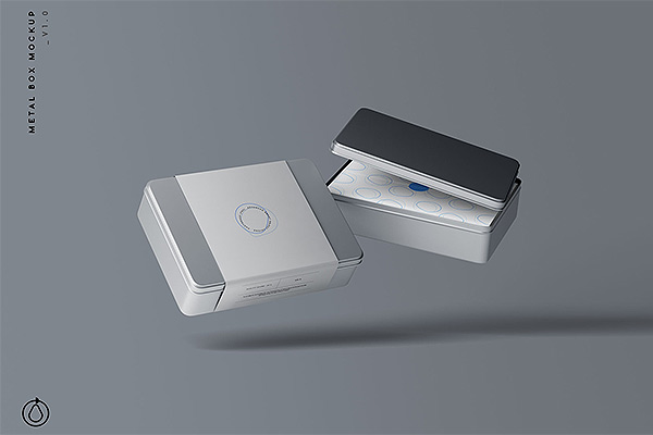 高端质感金属盒子包装设计VI样机展示PSD贴图样机PS样机素材下载
