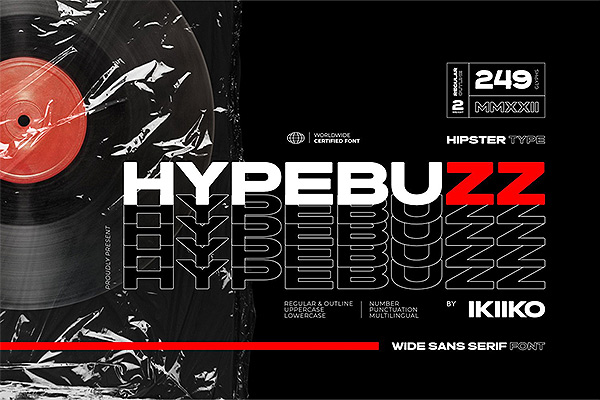 Hypebuzz – Hipster Type时尚潮流都市风宽体粗体无衬线英文字体OTF格式下载