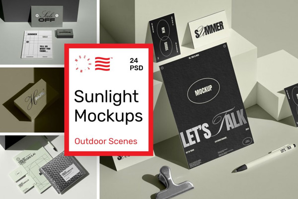 24款高端品牌VI设计作品样机展示PSD智能贴图PS样机素材 Sunlight Branding Mockups