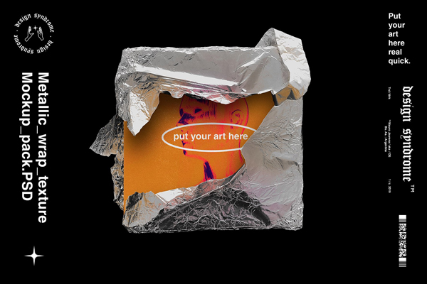 金属锡纸潮流CD专辑封面包装设计样机素材Metallic Wrap Mockup Pack
