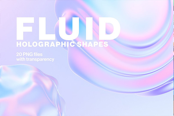 20个创意流体全息波浪波纹抽象3D形状图形PNG免扣和背景素材下载Fluid-Holographic-Shapes