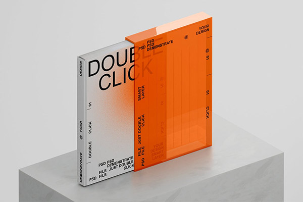 书籍封面&透明塑料书套设计样机