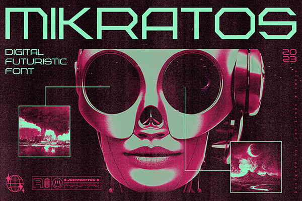 Mikratos-Digital Futuristic Fonts未来科幻科技电影标题字无衬线英文字体TTF，OTF，WOF格式下载
