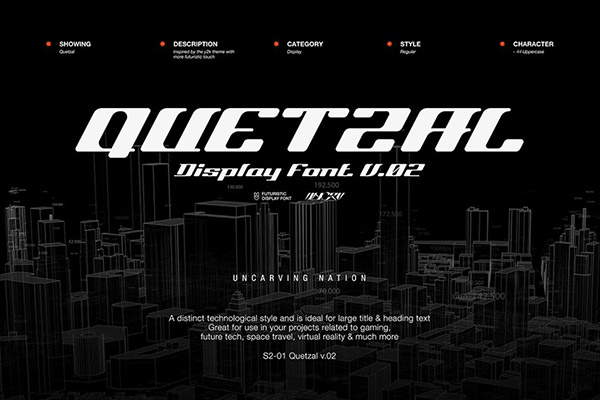 Quetzal-显示字体未来科幻科技海报标题字体英文字OTF下载
