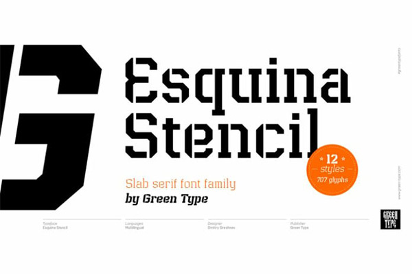 Esquina Stencil-未来科幻机械工业风无衬线英文字体OTF格式下载