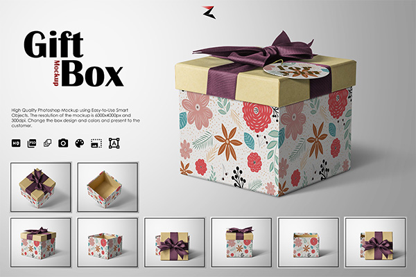 礼品盒包装VI图案设计样机