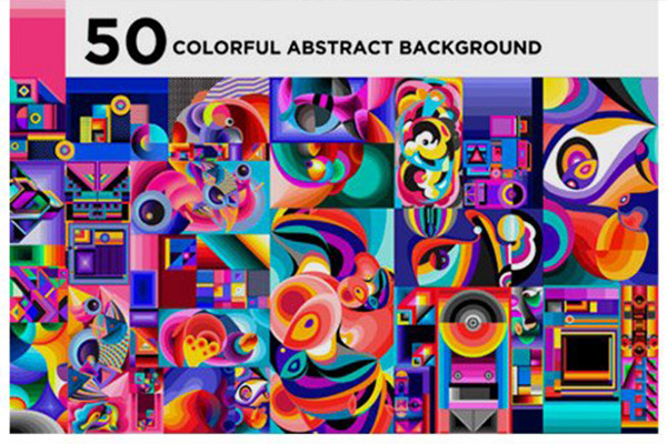50个时尚潮流抽象几何炫彩花纹背景矢量图案素材AI源文件下载