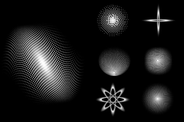 70个抽象波浪复古半调风格图形平面设计装饰元素图案矢量素材下载