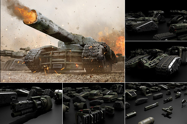 战争坦克战车炮塔C4D模型3D模型素材
