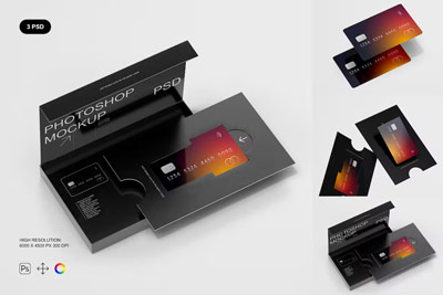 信用卡会员卡包装设计展示贴图ps样机模板Credit Card Mockup Set