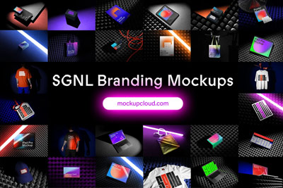 31款高级品牌名片Logo设计T恤手提袋笔记本鸭舌帽样机贴图Ps样机大合集 SGNL Branding Mockups Kit