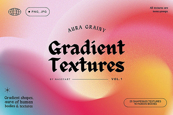 25款复古时尚渐变颗粒噪点模糊抽象艺术Y2K风格背景图片25 Gradient Grainy Textures