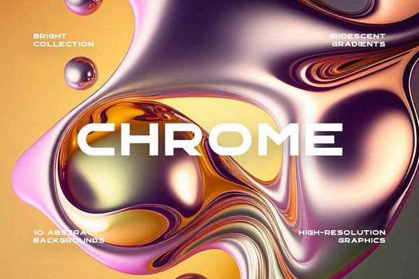 10款金属质感流体液体渐变抽象艺术3D高清背景图设计素材JPG下载 Liquid Gradient Chrome Backgrounds