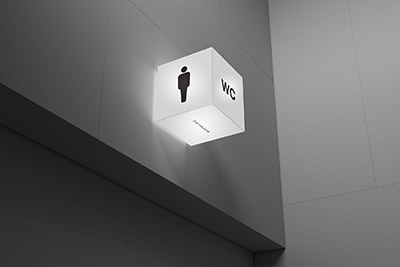时尚高端亚克力灯箱厕所卫生间商场导视设计VI样机展示