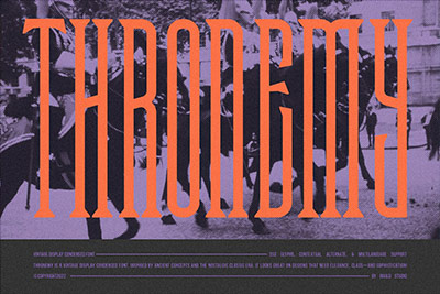 Thronemy-Condensed Serif Display 60年代复古概念怀旧经典杂志海报标题徽标标牌设计衬线英文字体