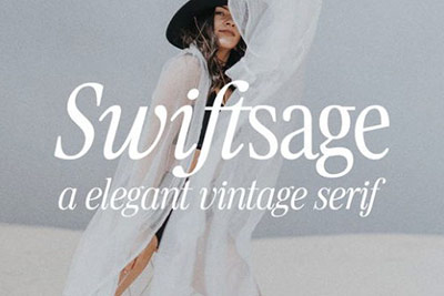 Swift Sage Font Family -80年代复古女性化婚礼杂志排版标题字设计衬线英文字体