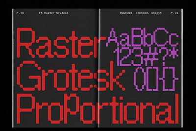 潮流嘻哈个性趣味Y2K像素英文字体安装包 FK Raster Grotesk Font Family