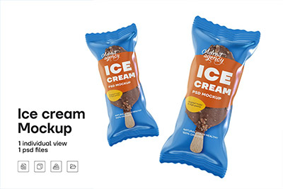 零食冰淇淋包装设计样机PSD智能贴图模板ice creame mockup