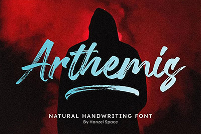 Arthemis Handwriting Brush Font-复古涂鸦风手写毛笔书法效果包装标题logo设计英文字体安装包