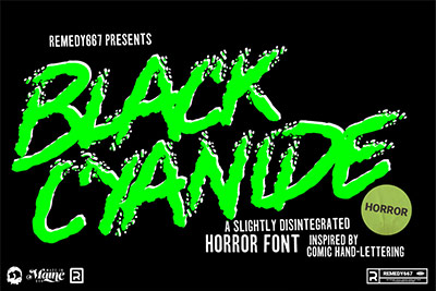 Black Cyanide Font-黑色氰化物恐怖万圣节主题专辑封面标题设计装饰英文字体