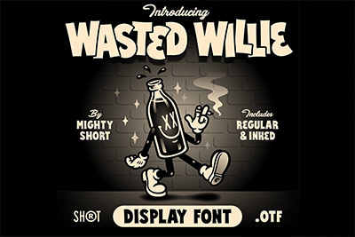 dWasted Willie Font-复古卡通包装T恤标题设计英文字体安装包