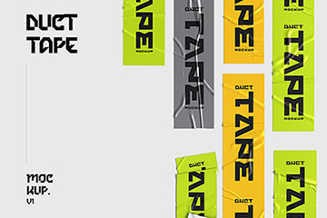 10款褶皱塑料胶带设计作品包装样机 Adhesive Duct Tape Mockups