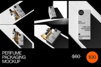 5款高级化妆护肤品包装瓶纸盒设计展示贴图样机PSD模板素材