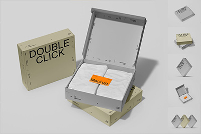 逼真产品礼物快递包装盒纸盒设计PS智能贴图样机模板合集 Paper Box Mockup Set
