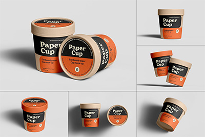 纸杯雪糕筒冰淇淋食品包装设计VI样机展示