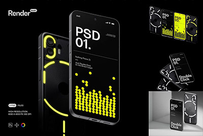 4款高级工业风苹果iPhone 14 Pro手机UI设计作品展示贴图样机